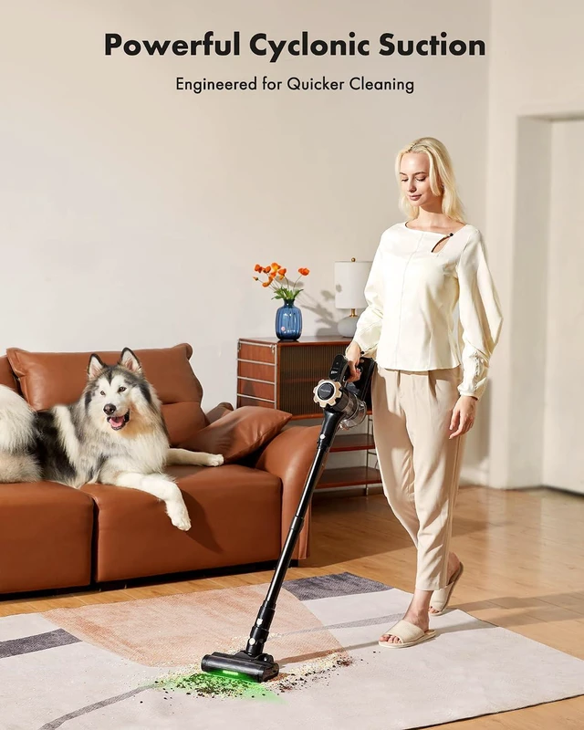 Alt view image 4 of 7 - Trucozie Cordless Vacuum Cleaner, 8-in-1 Lightweight Stick Vacuum with 45mins Runtime, Powerful Suction, Green Light & Self-Standing Vacuum Cleaners for Home, Hardwood Floors, Carpet, Pet Hair, Black