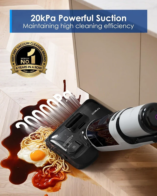 Alt view image 2 of 7 - Tineco Floor ONE i5 Stretch Wet Dry Vacuum Cleaner, Vacuum & Mop in One Step, 20kpa Powerful Suction, 180° Lay-Flat Design, Anti-Tangle Design, Dual-Sided Edge Cleaning, Up to 30* Minutes Runtime