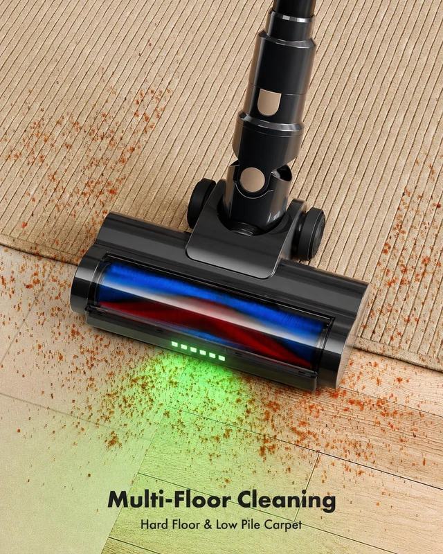 Alt view image 6 of 7 - Trucozie Cordless Vacuum Cleaner, 8-in-1 Lightweight Stick Vacuum with 45mins Runtime, Powerful Suction, Green Light & Self-Standing Vacuum Cleaners for Home, Hardwood Floors, Carpet, Pet Hair, Black