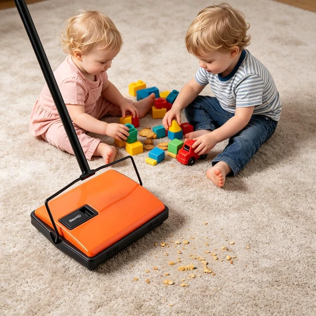 Alt view image 3 of 7 - CLEANHOME Manual Carpet Sweeper For Pet Hair and Dust Remove