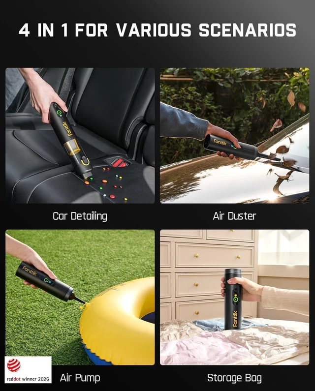 Alt view image 2 of 7 - Fanttik Slim V10 APEX Cordless Car Vacuum, 4-in-1 Portable Mini Handheld Vac, Upgraded Smart Digital Display, 19kPa Suction Power, 2 Suction Modes for Small Jobs, Car, Office Desk, Keyboards (Black)