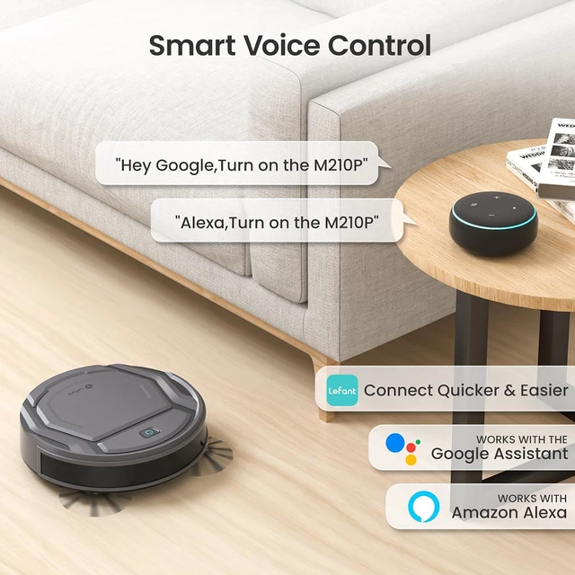 Alt view image 5 of 7 - Lefant M210P Robot Vacuum Cleaner, 4000pa Suction, 200 Mins Runtime, Super Thin, Quiet, Self-Charging, Ideal for Pet Owners, Multi Surface Cleaning, APP/WiFi/Alexa Control, Gray