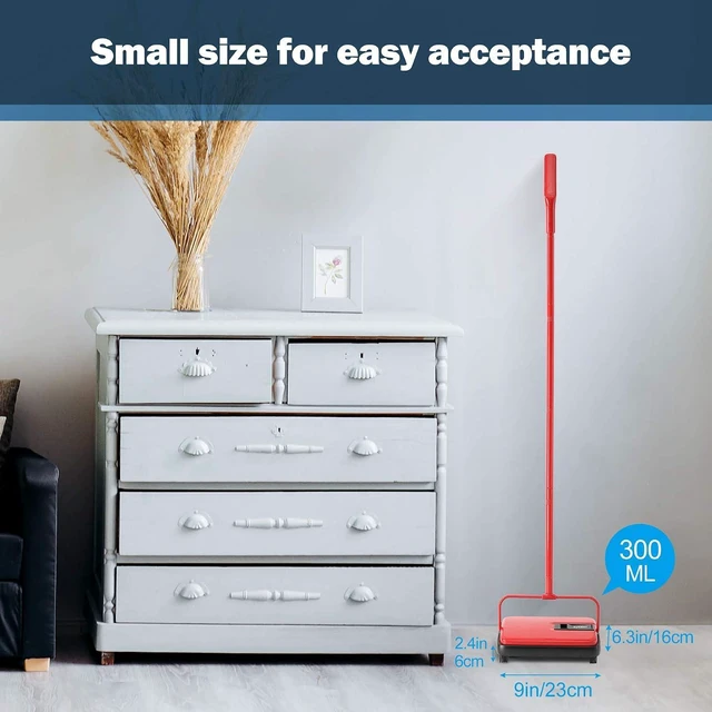 Alt view image 5 of 7 - Eyliden Carpet Sweeper, Mini Size, Manual Sweeping, Red