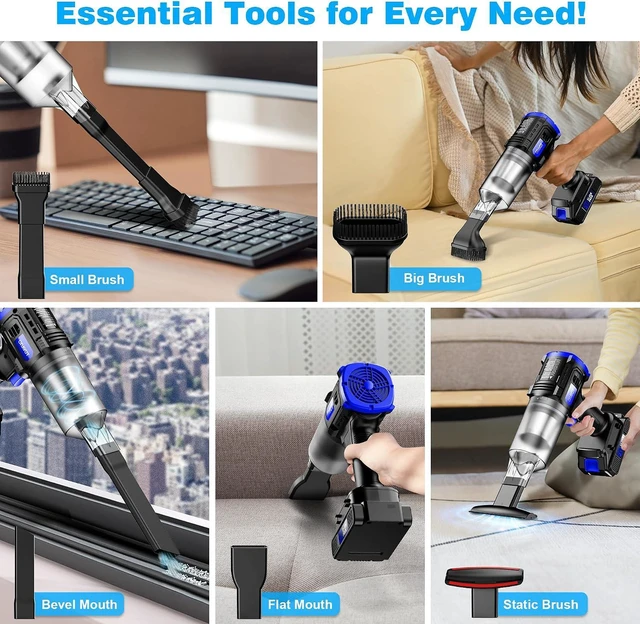 Alt view image 5 of 7 - Car Vacuum Cordless, 35000PA Strong Suction Handheld Vacuum with 2 Detachable Batteries, 60Min Runtime Portable Vacuum Cleaner for Car Detailing, Pet Hair, Home Couch & Office, 350ML XL Dust Cup