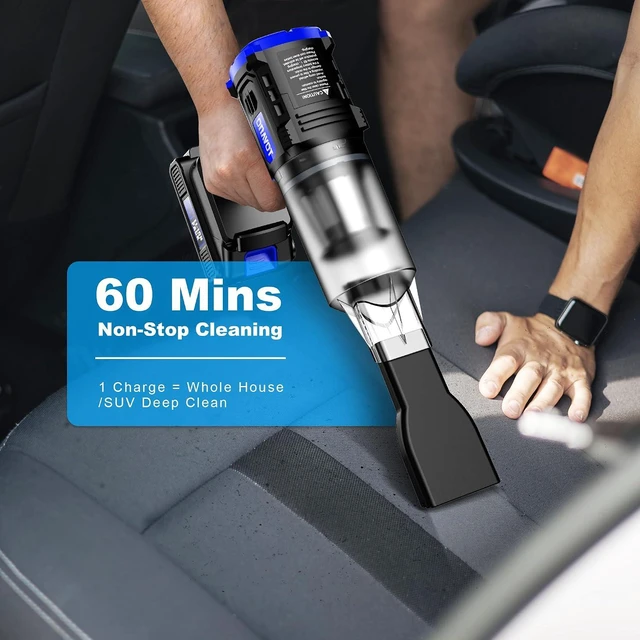 Alt view image 6 of 7 - Car Vacuum Cordless, 35000PA Strong Suction Handheld Vacuum with 2 Detachable Batteries, 60Min Runtime Portable Vacuum Cleaner for Car Detailing, Pet Hair, Home Couch & Office, 350ML XL Dust Cup