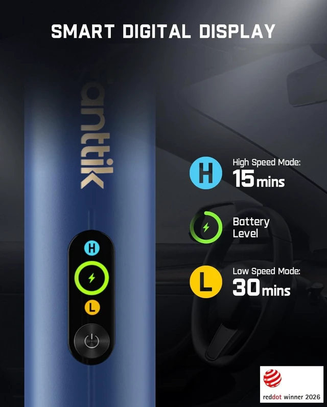 Alt view image 2 of 7 - Fanttik Slim V10 APEX Cordless Car Vacuum, 4-in-1 Portable Mini Handheld Vac, Upgraded Smart Digital Display, 19kPa Suction Power, 2 Suction Modes for Small Jobs, Car, Office Desk, Keyboards (Blue)