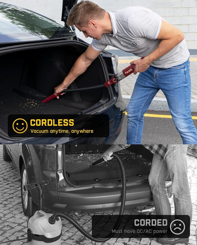 Alt view image 6 of 7 - Fanttik Slim V8 APEX Cordless Car Vacuum & Air Duster, 4-in-1 Portable Mini Vacuum with 19000pa Suction Power for Pet Hair, Type-C Charge, One-Touch Empty for Car, Office Desk, Keyboards (Red)