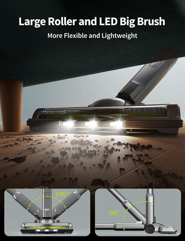 Alt view image 6 of 7 - kalado Cordless Vacuum Cleaner 250w, 26000pa Stick Vacuum Cleaner, LED Display Screen, Detachable Battery, Suitable for Hard Floors, Carpets, Pet Hair