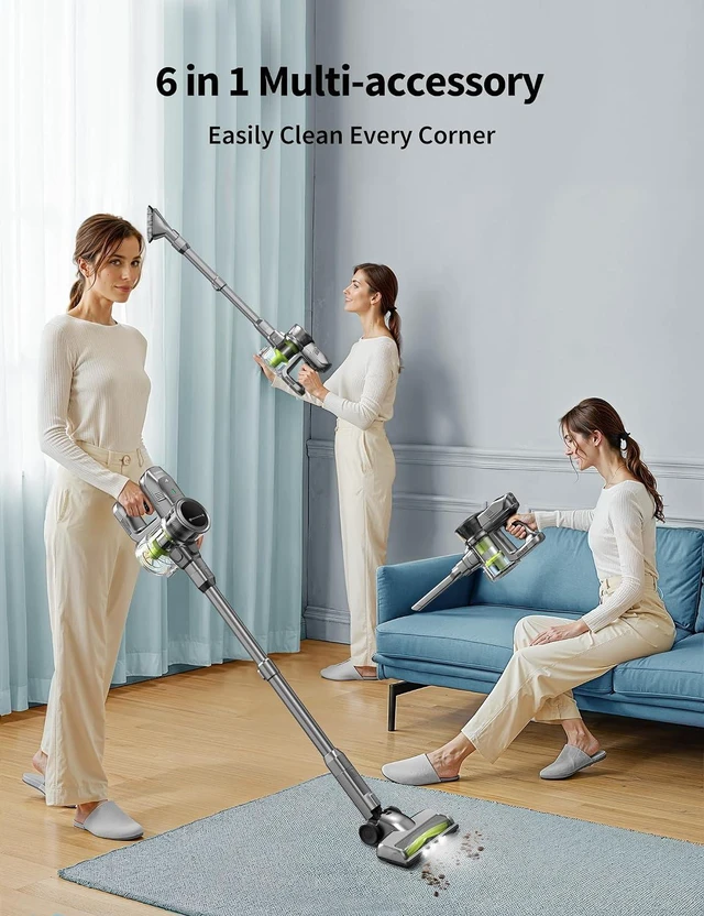 Alt view image 7 of 7 - kalado Cordless Vacuum Cleaner 250w, 26000pa Stick Vacuum Cleaner, LED Display Screen, Detachable Battery, Suitable for Hard Floors, Carpets, Pet Hair