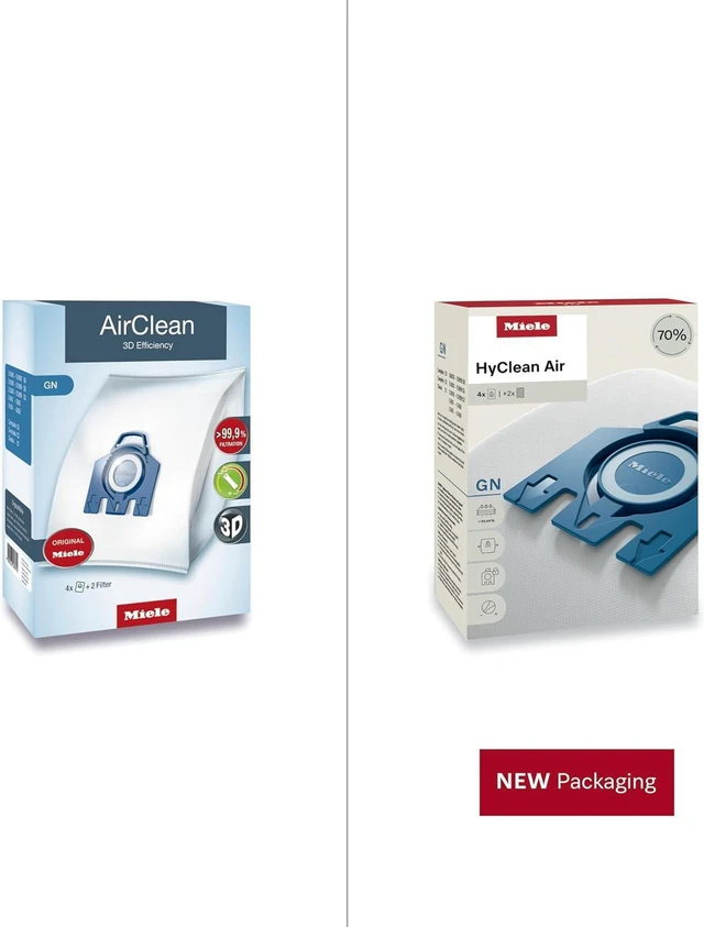 Alt view image 3 of 6 - Miele Original GN AirClean 3D Efficiency Vacuum Cleaner Bags for Miele Classic C1, Complete C2/C3, and S2/S5/S8 Vacuum Cleaners, Pack of 4 Dust Bags and 2 Filters 10123210