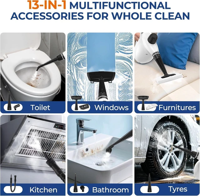 Alt view image 5 of 7 - 13Pcs Pressurized Handheld Steam Cleaner, Portable Deep Cleaning Steamer