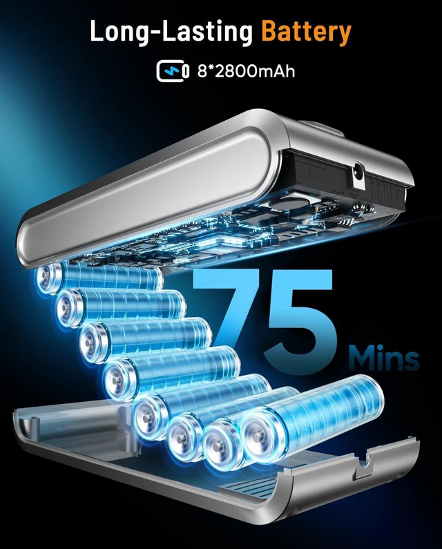 Alt view image 2 of 7 - Cordless Vacuum Cleaner, 650W 55KPA 75Min Powerful Vacuum Cleaners for Home, Self-Standing Stick Vacuum Cordless Rechargeable/ Anti-Tangle/OLED Screen/1.8L Cup for Home Pet Hair/Carpet/Hardwood Floor