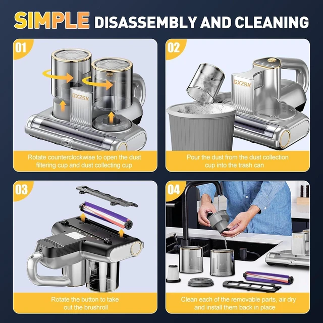 Alt view image 7 of 7 - Gxzsk Mattress Vacuum Cleaner 16kPa, Bed Vacuum with 253.7nm UV-C Light