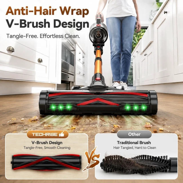 Alt view image 4 of 7 - TechRise Cordless Vacuum Cleaner 650W 55KPa 70-Mins with LED Headlight