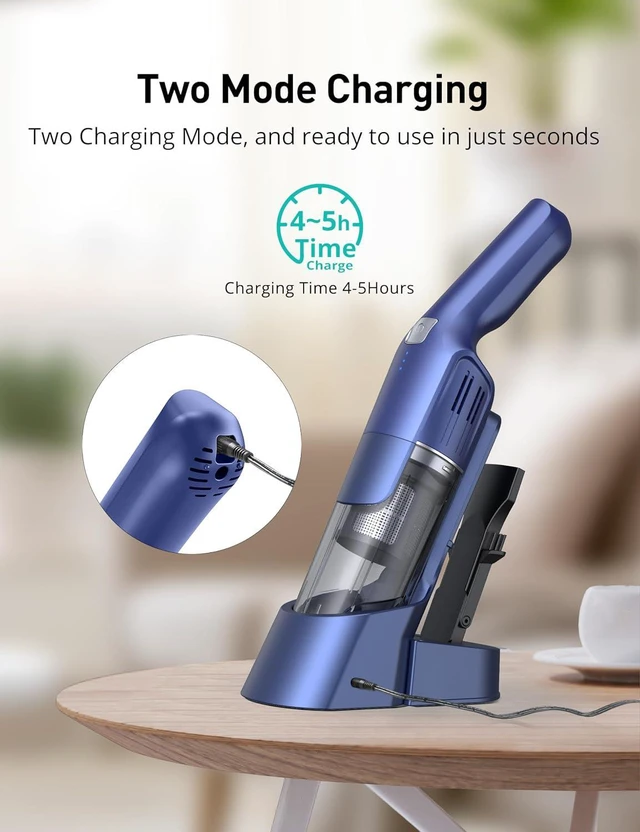 Alt view image 4 of 7 - Handheld Vacuum Cordless, 24KPA Powerful, Rechargeable, Charging Dock, Ergonomic Handle, 2-in-1 Crevice Tool, 1.8lb Portable Vacuum Cleaner with 2-Speed for Car, Portable Car & Pet Hair Vacuum