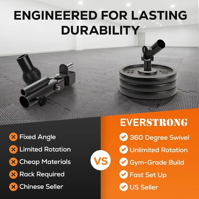 Alt view image 3 of 3 - EVERSTRONG T Bar Row Attachment with V Bar Attachment Landmine Handle - 360 Swivel Landmine Attachment for Barbell for Full-Body Workout in Home Gym - Small Spaces - Deadlifts Squats Landmine Stand