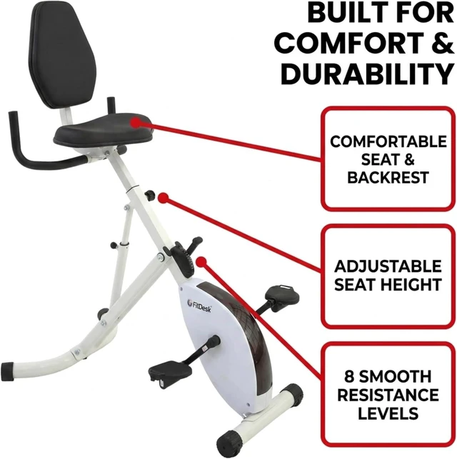 Alt view image 3 of 7 - FitDesk Standing Exercise Bike Desk 3.0, Adjustable Height Indoor Cycling Trainer with Laptop Tray, Portable Stationary Fitness Desk for Home Office, Foldable Exercise Workstation, Supports 300 lbs