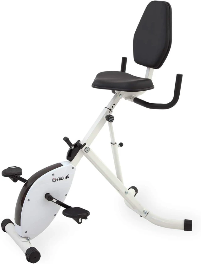Alt view image 4 of 7 - FitDesk Standing Exercise Bike Desk 3.0, Adjustable Height Indoor Cycling Trainer with Laptop Tray, Portable Stationary Fitness Desk for Home Office, Foldable Exercise Workstation, Supports 300 lbs