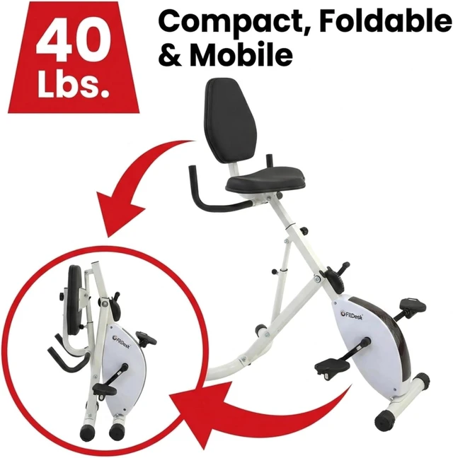 Alt view image 5 of 7 - FitDesk Standing Exercise Bike Desk 3.0, Adjustable Height Indoor Cycling Trainer with Laptop Tray, Portable Stationary Fitness Desk for Home Office, Foldable Exercise Workstation, Supports 300 lbs