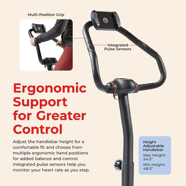 Alt view image 3 of 7 - Sunny Health & Fitness Smart Power Stepper with Resistance Bands for Cardio