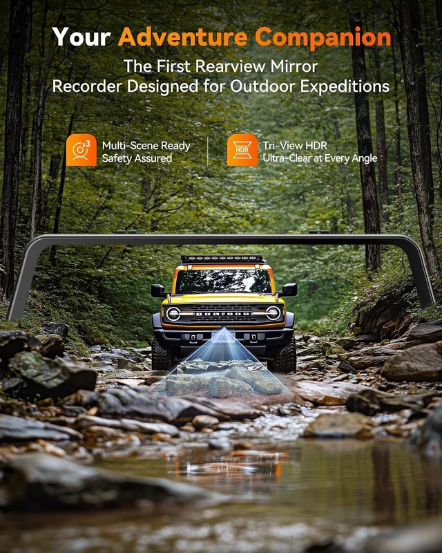 Alt view image 3 of 7 - WOLFBOX G900 Tripro Bumper 3 Channel 4K Mirror Dash Cam,8MP STARVIS IMX678