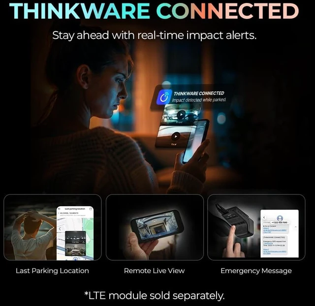 Alt view image 5 of 7 - THINKWARE U3000 PRO Dash Cam 4K Front and 2K Rear, Dual STARVIS 2