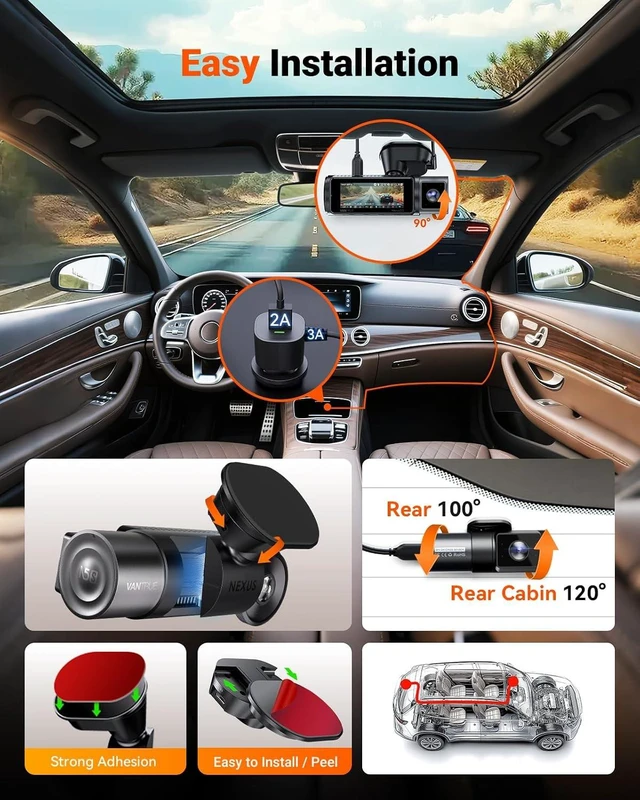 Alt view image 7 of 7 - Vantrue N5S 4 Channel 360 Degree 2.7K Dash Cam