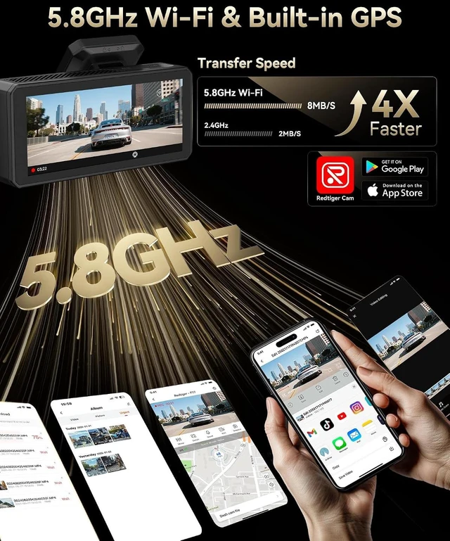 Alt view image 6 of 7 - REDTIGER F77 4K+4K Dual Dash Cam for Cars, 2CH STARVIS 2 IMX678, 128GB eMMC