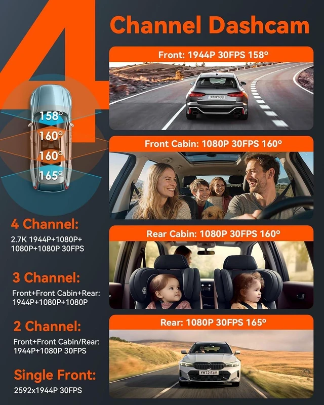 Alt view image 2 of 7 - Vantrue N5 4 Channel WiFi 360° All Sides Dash Cam