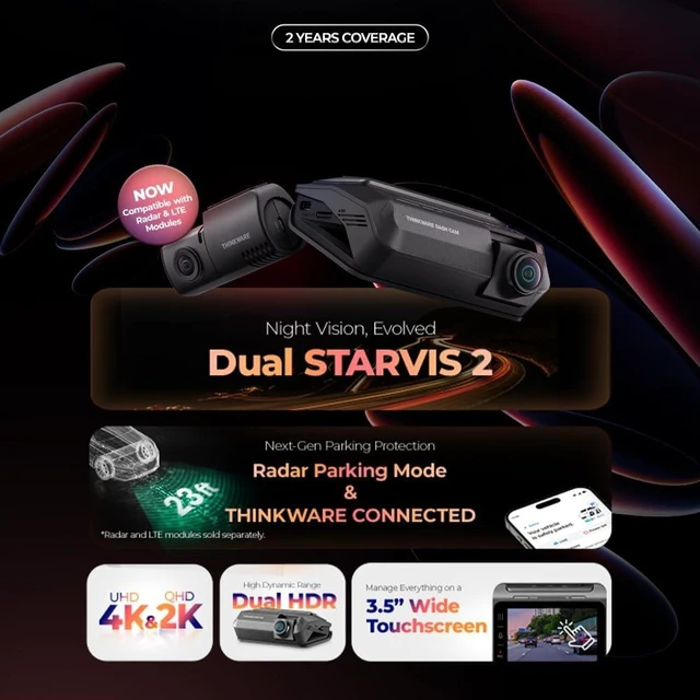 Alt view image 3 of 7 - THINKWARE ARC900 Dash Cam 4K Front and 2K Rear, Dual STARVIS 2, HDR, GPS