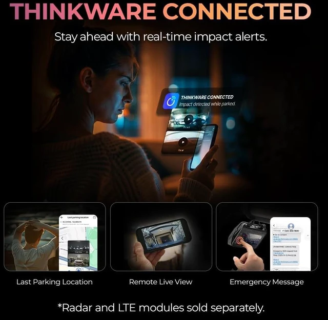 Alt view image 6 of 7 - THINKWARE ARC900 Dash Cam 4K Front and 2K Rear, Dual STARVIS 2, HDR, GPS