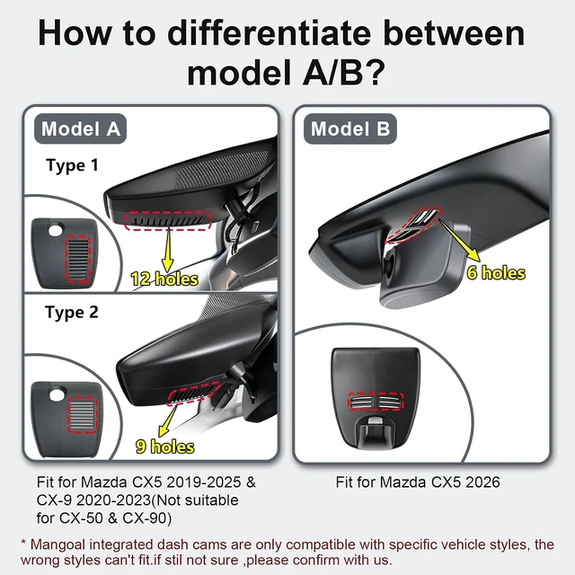 Alt view image 3 of 7 - Front 4K & Rear 1080p Dash Cam for Mazda CX5 2019-2025 & CX-9 2020-2023