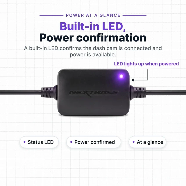 Alt view image 5 of 7 - Nextbase Series 2 OBD Power Cable for Dash Camera - Plug & Play Dash Cam Power Cord, OBD USB Cable Compatible w/All Dash Cams (Except iQ) w/LED Indicator, 196 Long