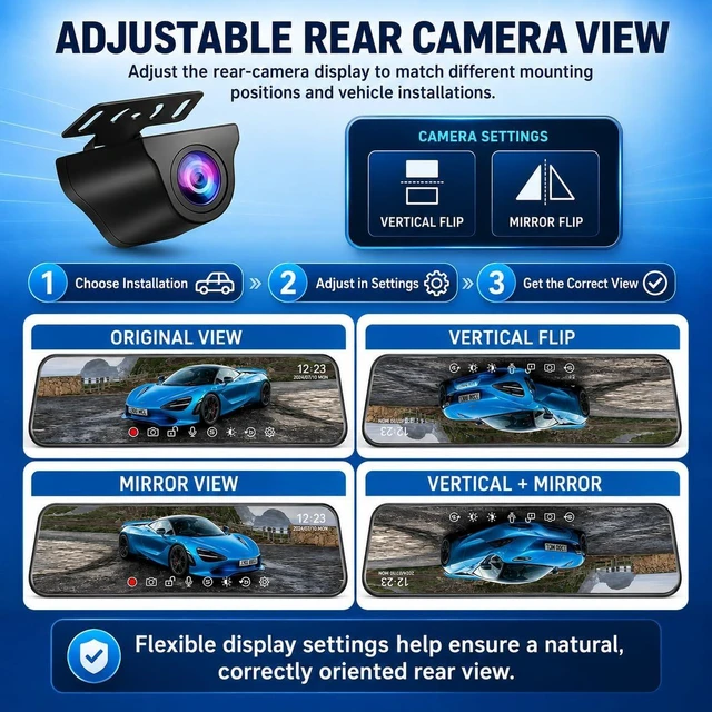Alt view image 7 of 7 - 4K+2.5K Rearview Mirror Dual Dash Cam for Cars, Night Vision WiFi