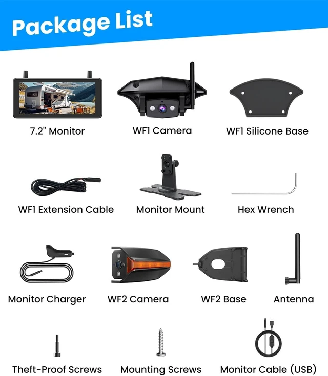Alt view image 7 of 7 - AUTO-VOX Wireless RV Backup Camera: Rear&Side View with Triple-Split Screen