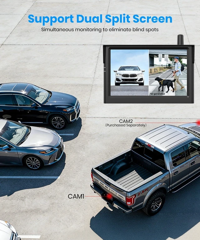 Alt view image 7 of 7 - AUTO-VOX Solar Wireless Backup Camera, 5" 1080P Monitor, 3-Min Easy Install