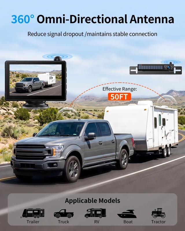 Alt view image 3 of 7 - Solar Wireless Backup Camera with 1080P Monitor 2 Min Easy Install
