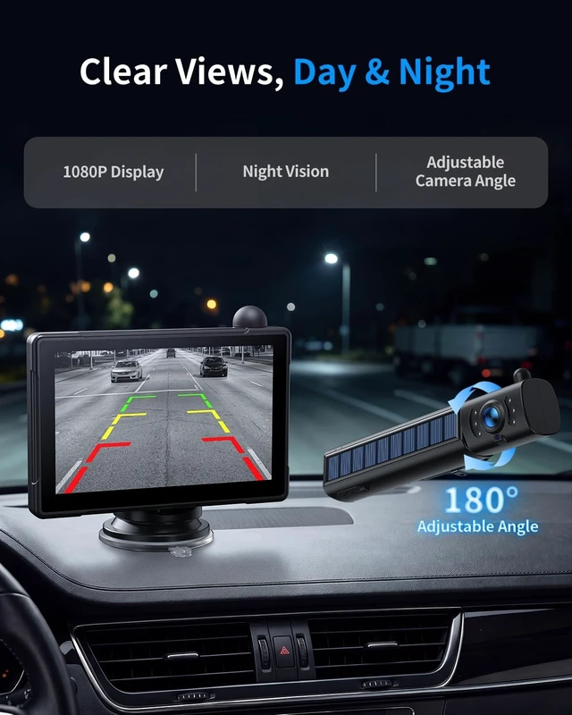 Alt view image 5 of 7 - Solar Wireless Backup Camera with 1080P Monitor 2 Min Easy Install