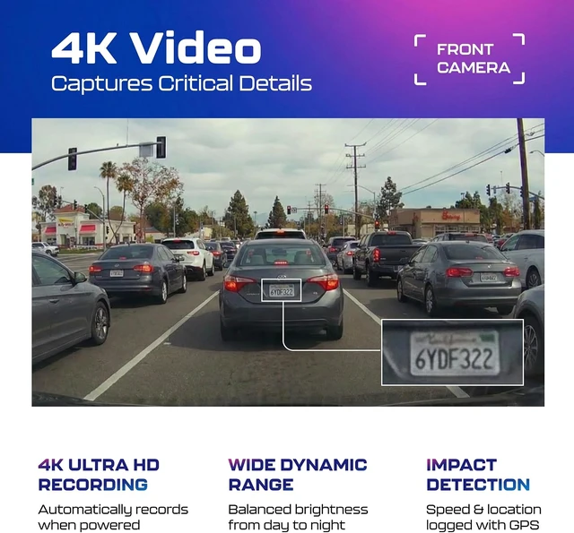 Alt view image 5 of 7 - AZDOME M550 3CH Dash Cam 4K - 3.19" Screen IR Night Vision - 24H Parking Mode - 3-Channel Dash Cam - Interior IR Camera - Built-in GPS & WiFi - Three-Mode Parking Monitor