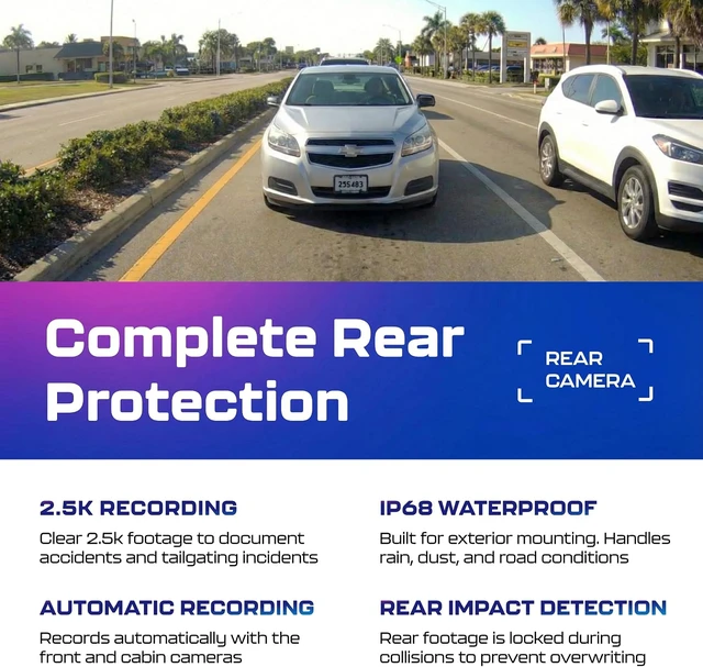 Alt view image 7 of 7 - AZDOME M550 3CH Dash Cam 4K - 3.19" Screen IR Night Vision - 24H Parking Mode - 3-Channel Dash Cam - Interior IR Camera - Built-in GPS & WiFi - Three-Mode Parking Monitor