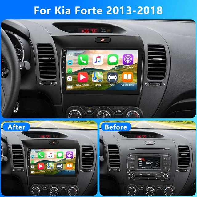 Alt view image 2 of 7 - 9in 2-Din Car Stereo for Kia Forte 2013-2018w/Wifi/Bluetooth/GPS Navigation/FM/Music/SWC/IPS Touchscreen Radio Player with Carplay Android Auto +Free Backup Camera for Base Trim