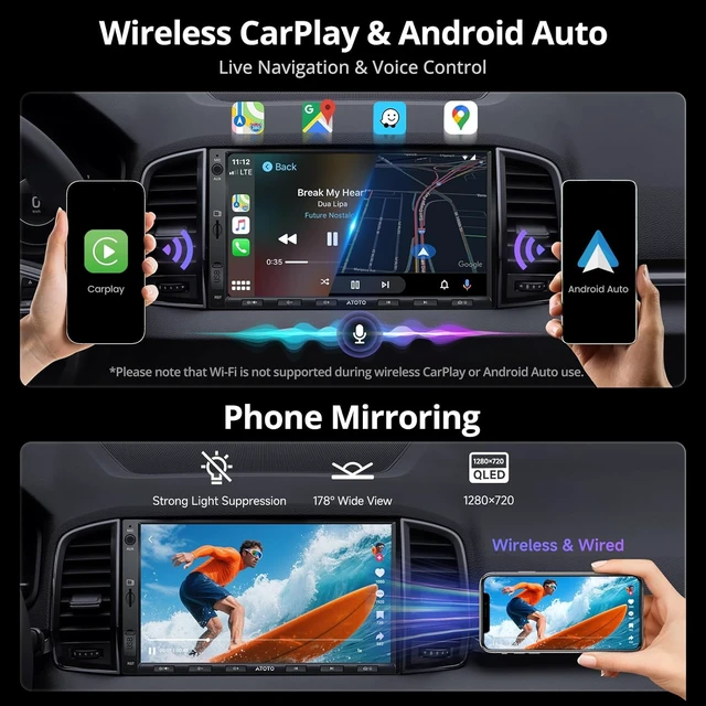 Alt view image 4 of 7 - ATOTO A5L 7" Android Double DIN Car Stereo, Wireless CarPlay & Android Auto
