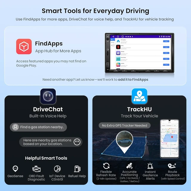 Alt view image 7 of 7 - ATOTO A5L 7" Android Double DIN Car Stereo, Wireless CarPlay & Android Auto