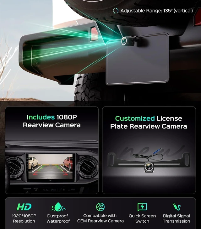 Alt view image 7 of 7 - 64G Car Radio Stereo for Toyota Tacoma 2016 2017 2018 2019 2020 2021 2022, CarPlay & Android Auto Head Unit, 9" Touchscreen/GPS Navigation/HD Backup Camera/SWC