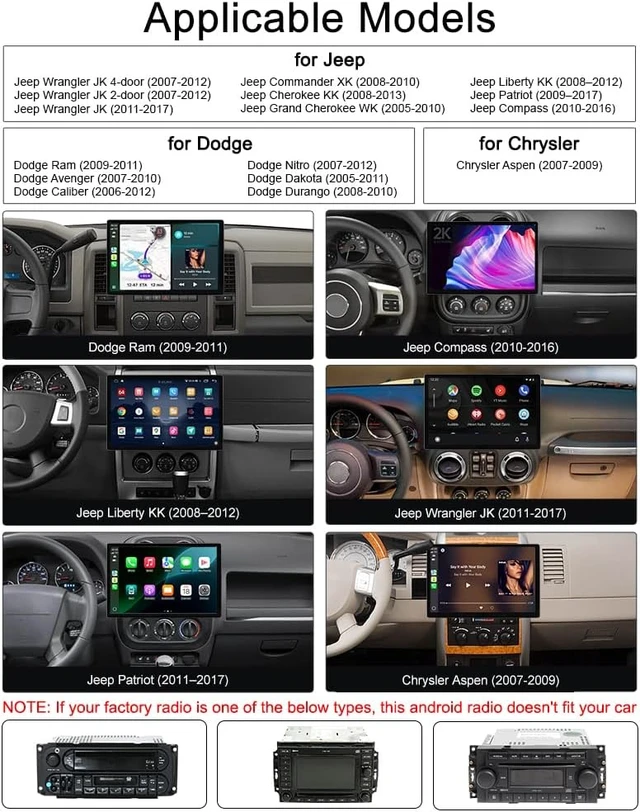 Alt view image 2 of 7 - Android 15 13.1" Car Stereo for Jeep Wrangler 2007-2017,Dodge Ram 2009-2012