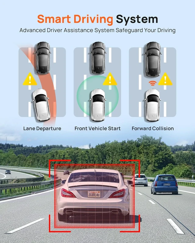 Alt view image 4 of 7 - 70mai 2.7K Dash Cam Front, Sony IMX335, Night Vision,WiFi GPS, ADAS
