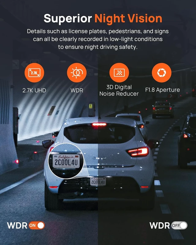 Alt view image 3 of 7 - 70mai 2.7K Dash Cam Front, Sony IMX335, Night Vision,WiFi GPS, ADAS