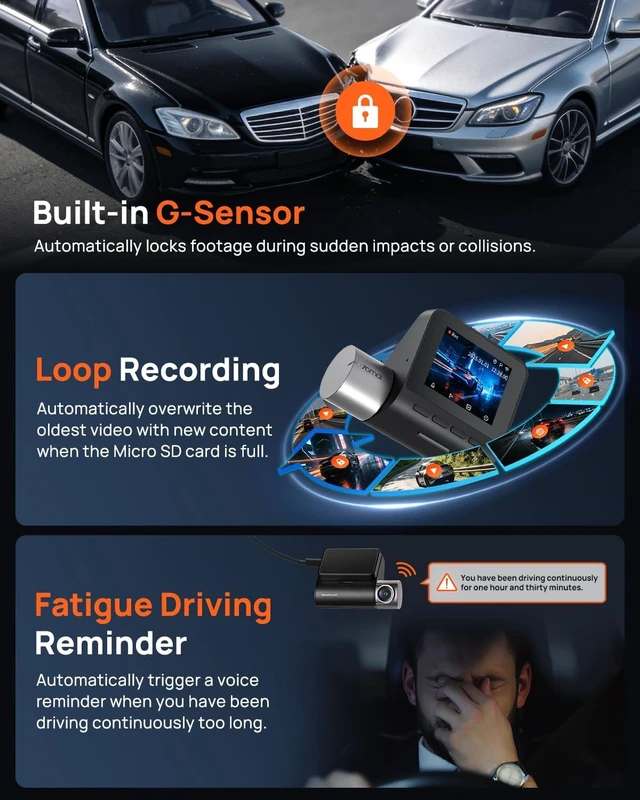 Alt view image 5 of 7 - 70mai 2.7K Dash Cam Front, Sony IMX335, Night Vision,WiFi GPS, ADAS