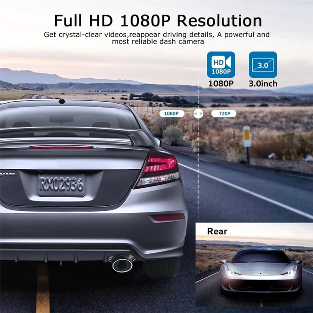Alt view image 4 of 7 - ORSKEY Dash Cam Front and Rear 1080P Full HD Dual Dash Camera in Car Camera Dashboard Camera Dashcam for Cars 170 Wide Angle with 3.0" LCD Display Night Vision and G-Sensor