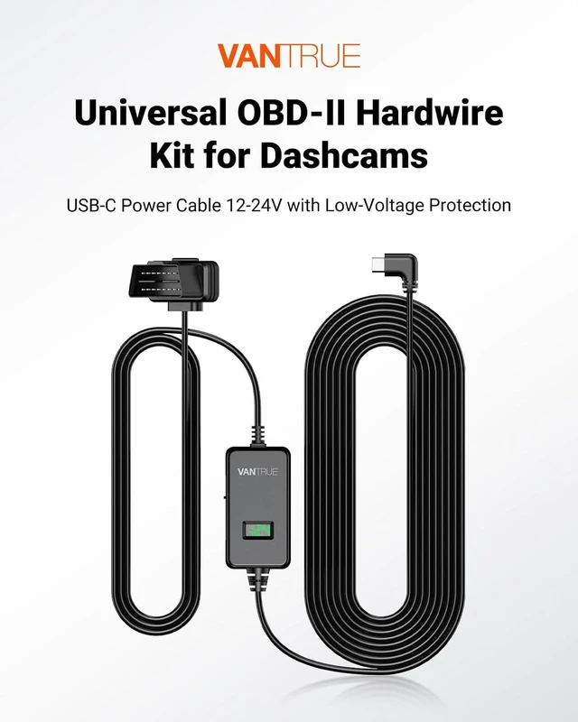 Alt view image 2 of 7 - VANTRUE 13.12ft Type-C OBD Hardwire Kit with LED Screen for All DashCams
